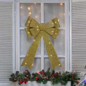 Northlight 24in. LED Gold Tinsel Christmas Bow Decor alternate view