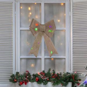 Northlight LED Color Changing Gold Glitter Bow Decor alternate view