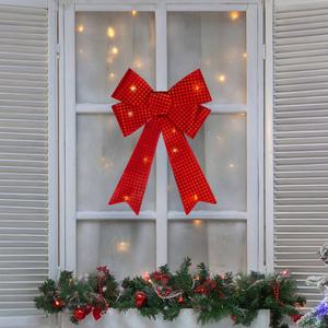 Northlight LED Color Changing Red Sequin Bow Decor alternate view