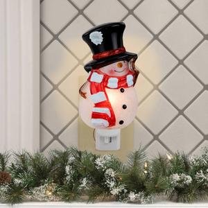 Northlight Snowman w/ Black Top Hat Christmas Nightlight alternate view