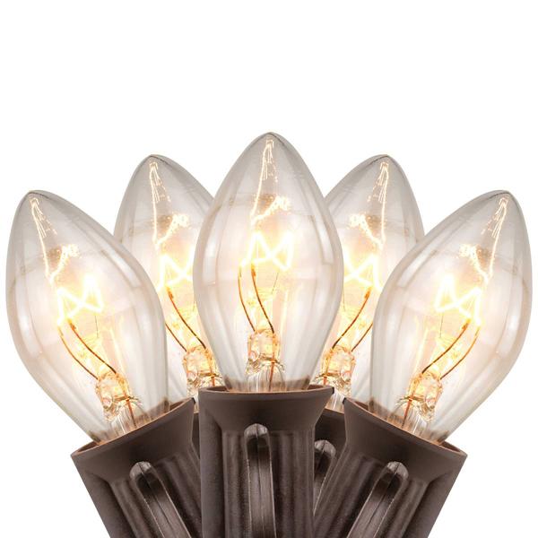 Northlight 25ft. Clear C7 Christmas Lights - Brown Wire