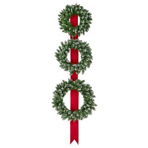 Northlight Pre-Lit Flocked Wreaths on Ribbon - Set of 3