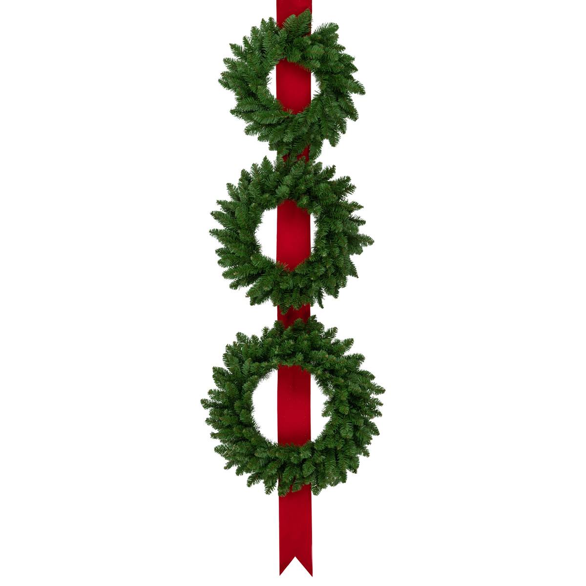 Northlight Seasonal Hanging Wreaths On Red Ribbon - Set Of 3