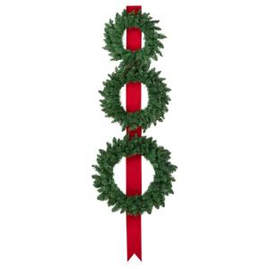 Northlight Pre-Lit Wreaths on Red Ribbon - Set of 3