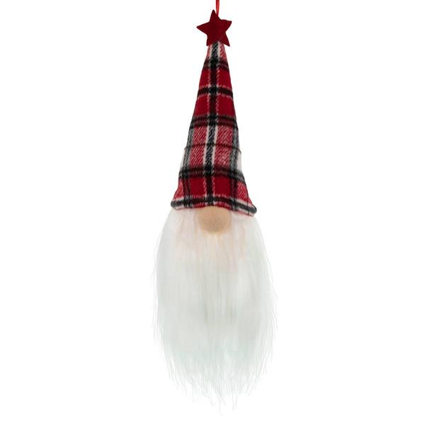 Northlight 9in. LED Red Plaid Gnome Christmas Ornament