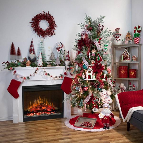 Northlight 9in. LED Red Plaid Gnome Christmas Ornament alternate view