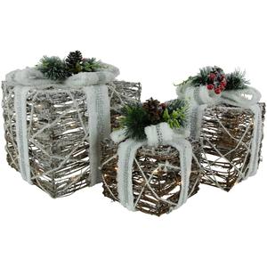 Northlight Outdoor Christmas Pine Gift Boxes - Set of 3