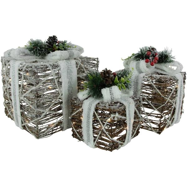Northlight Outdoor Christmas Pine Gift Boxes - Set of 3