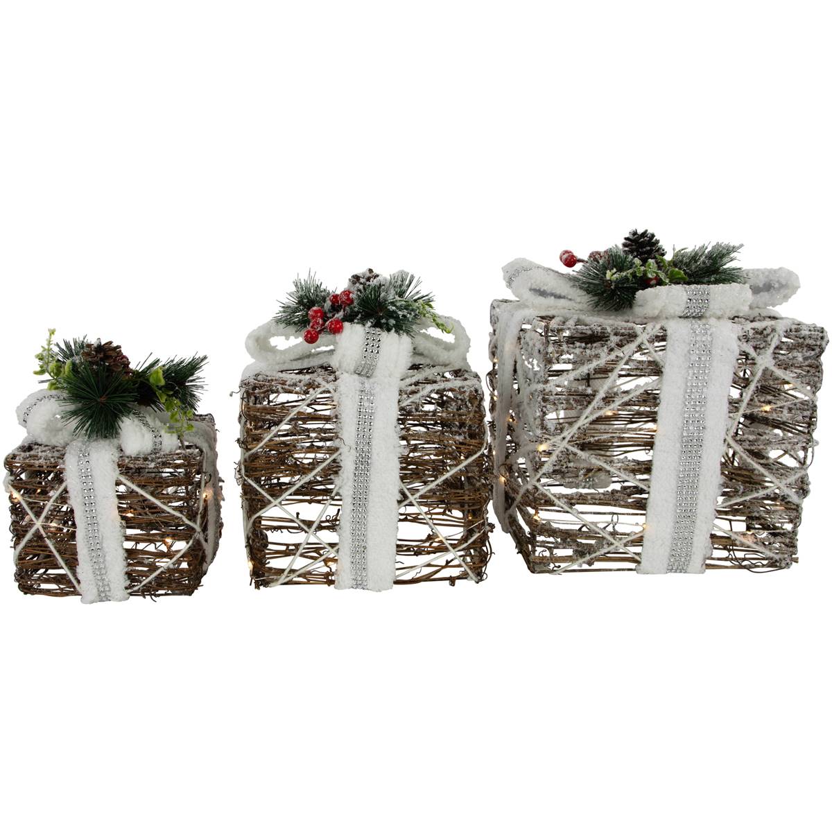 Northlight Seasonal Outdoor Christmas Pine Gift Boxes - Set Of 3