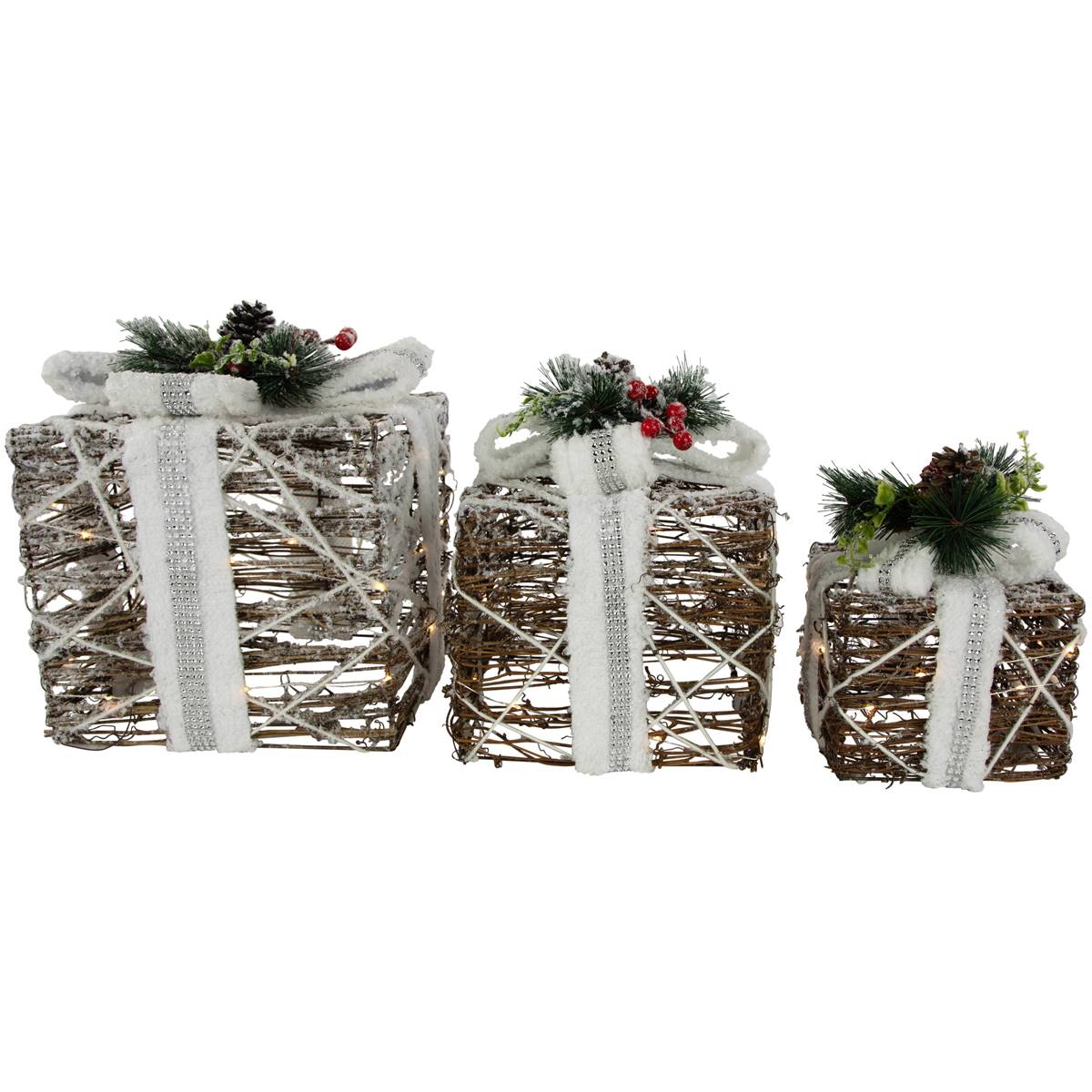 Northlight Seasonal Outdoor Christmas Pine Gift Boxes - Set Of 3