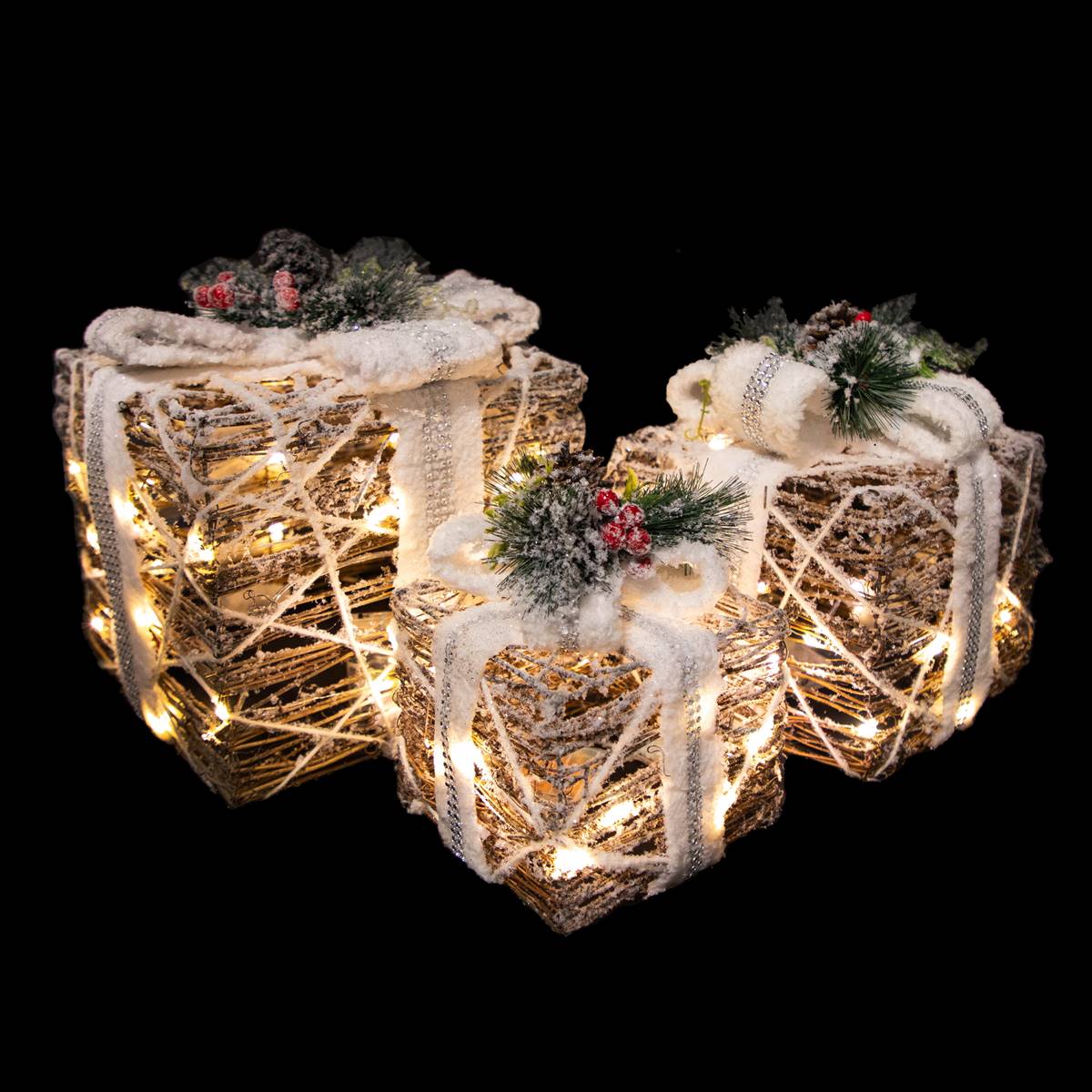 Northlight Seasonal Outdoor Christmas Pine Gift Boxes - Set Of 3