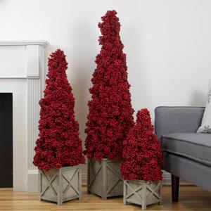 Allstate 40in. Berry Cone Potted Christmas Topiary alternate view