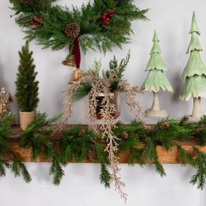 Northlight 24in. Golden Glittered Pine Christmas Spray alternate view