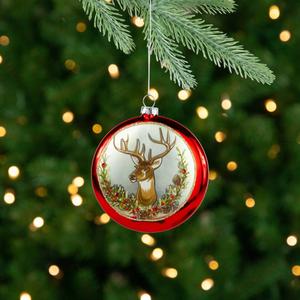 Northlight 4in. Reindeer Glass Disc Christmas Ornament alternate view