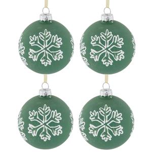 Northlight 4ct. White Snowflake Christmas Ball Ornaments