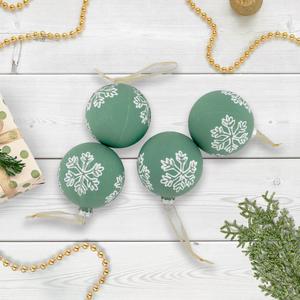 Northlight 4ct. White Snowflake Christmas Ball Ornaments alternate view