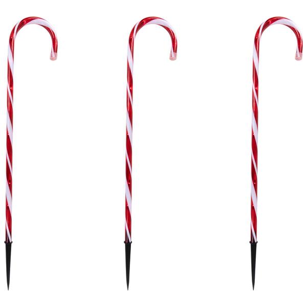Northlight 3pc. White/Red Candy Cane Pathway Markers