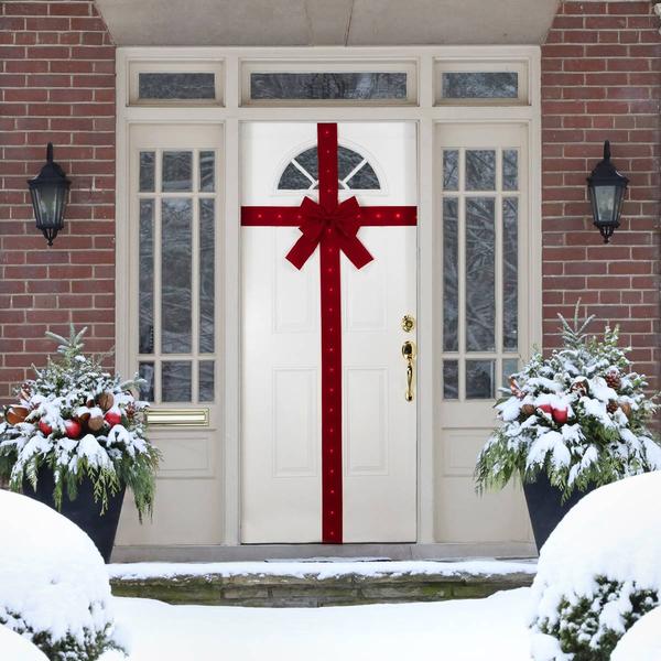 Northlight Pre-Lit Red Velvet Christmas Door Bow alternate view