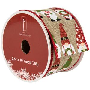 Northlight 30ft. Gnome Burlap Christmas Ribbon