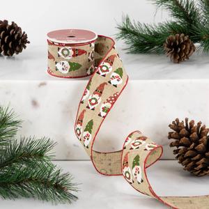 Northlight 30ft. Gnome Burlap Christmas Ribbon alternate view