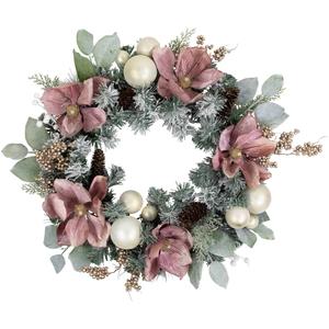 Northlight 24in. Floral Frosted Pine Christmas Wreath