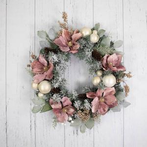 Northlight 24in. Floral Frosted Pine Christmas Wreath alternate view