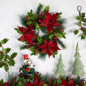 Northlight 24in. Red Poinsettia Christmas Wreath alternate view