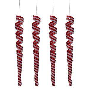 Northlight Red & White Candy Curls Ornaments - Pack of 4