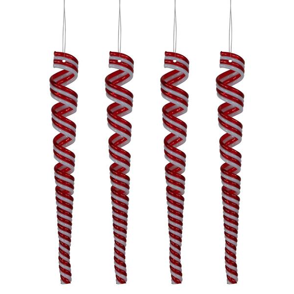 Northlight Red & White Candy Curls Ornaments - Pack of 4