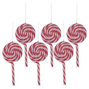 Northlight 6ct. Red & White Frosted Lollipop Ornaments