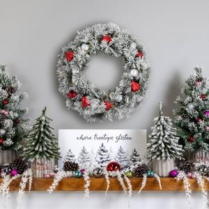 Northlight 24in. Pre-Lit Snowy Pine Christmas Wreath alternate view