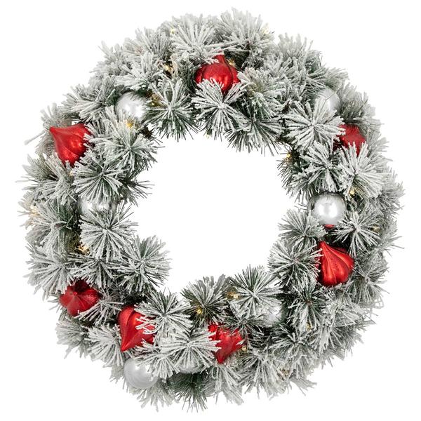 Northlight 24in. Pre-Lit Snowy Pine Christmas Wreath