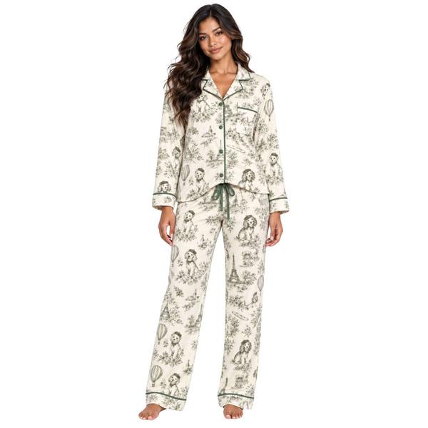 Womens Sabrina Soto Long Sleeve Paris Dogs Pajama Set
