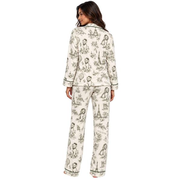 Womens Sabrina Soto Long Sleeve Paris Dogs Pajama Set alternate view