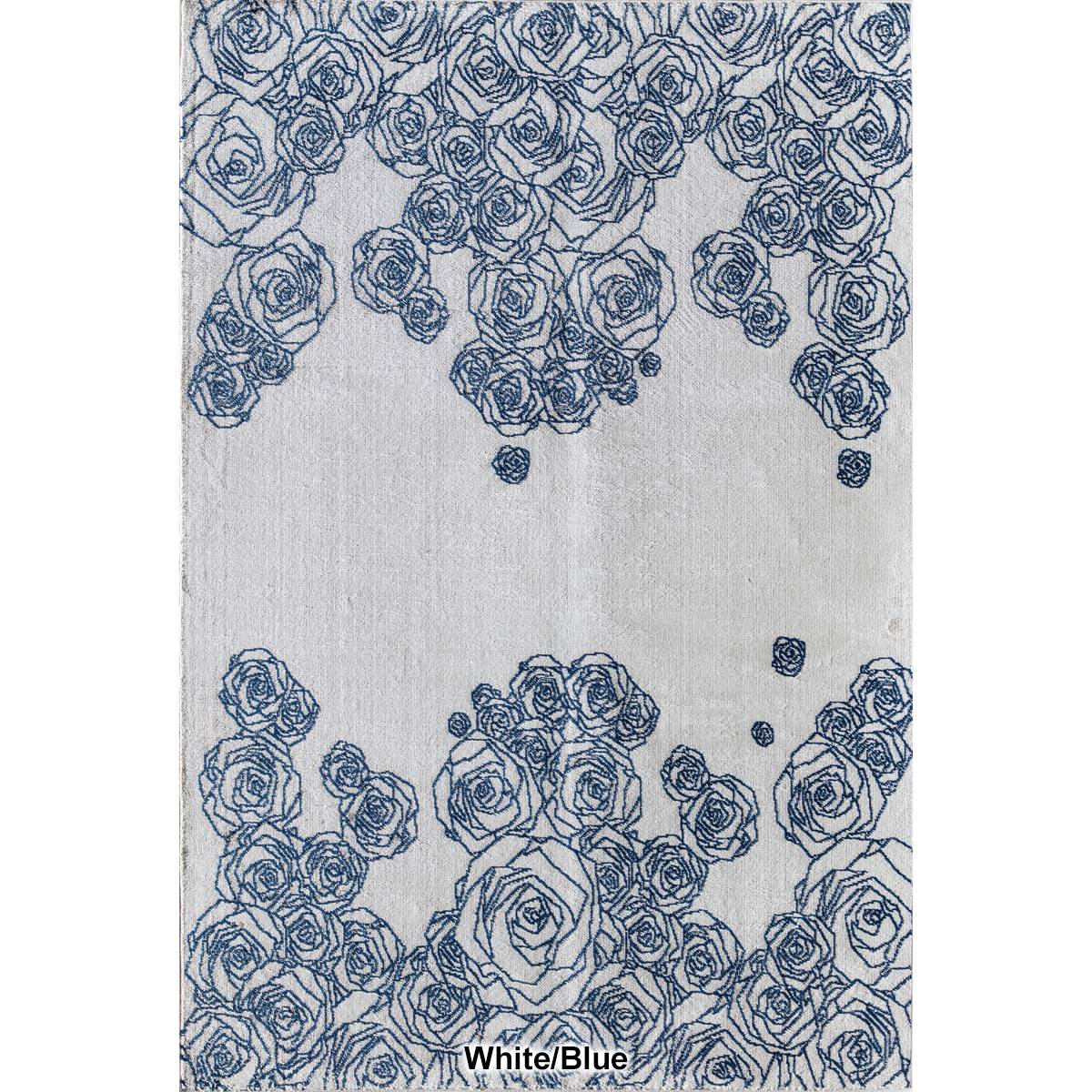 Elizabeth Sutton Outlined Roses Rectangular Area Rug