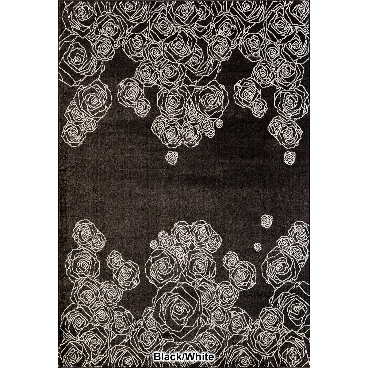 Elizabeth Sutton Outlined Roses Rectangular Area Rug