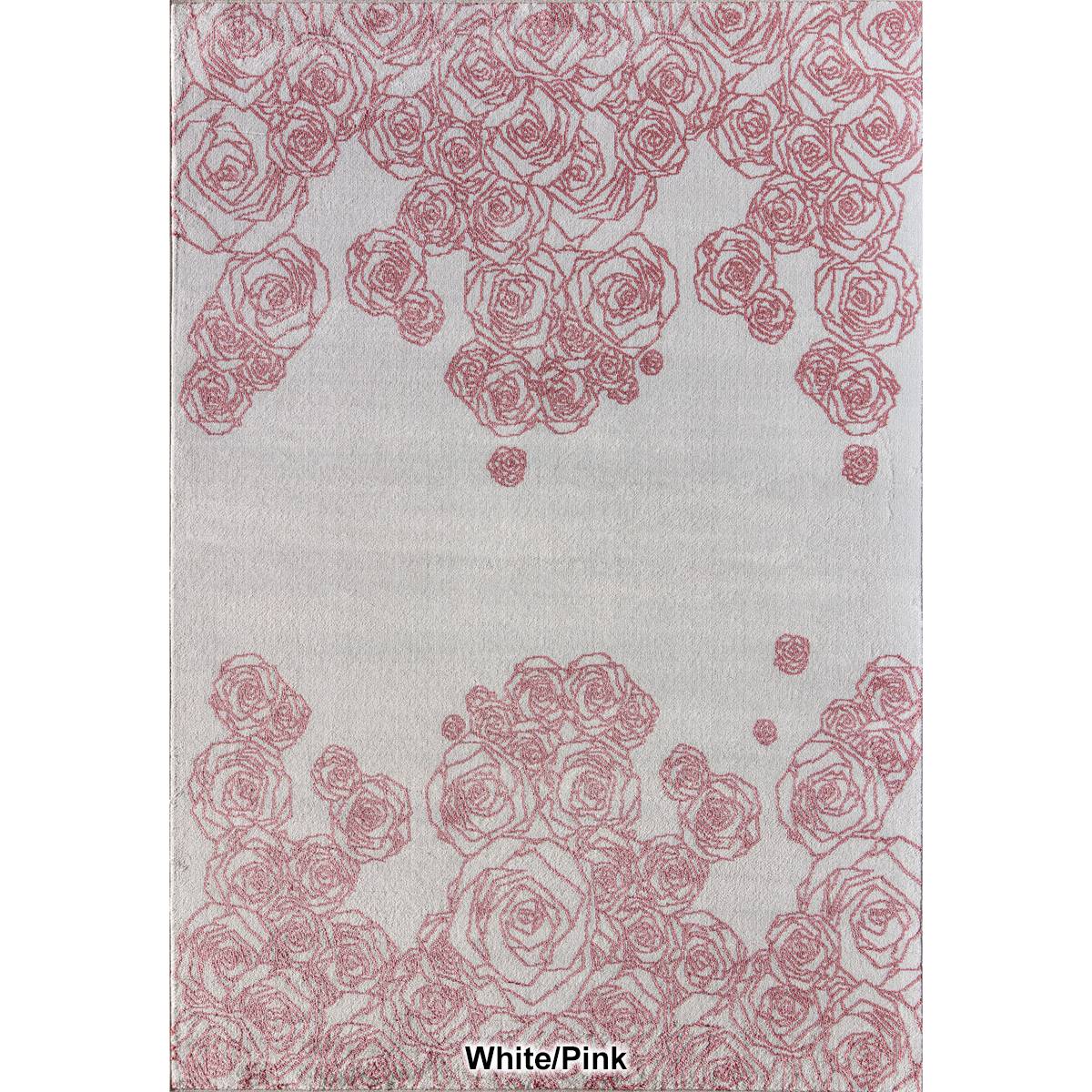 Elizabeth Sutton Outlined Roses Rectangular Area Rug