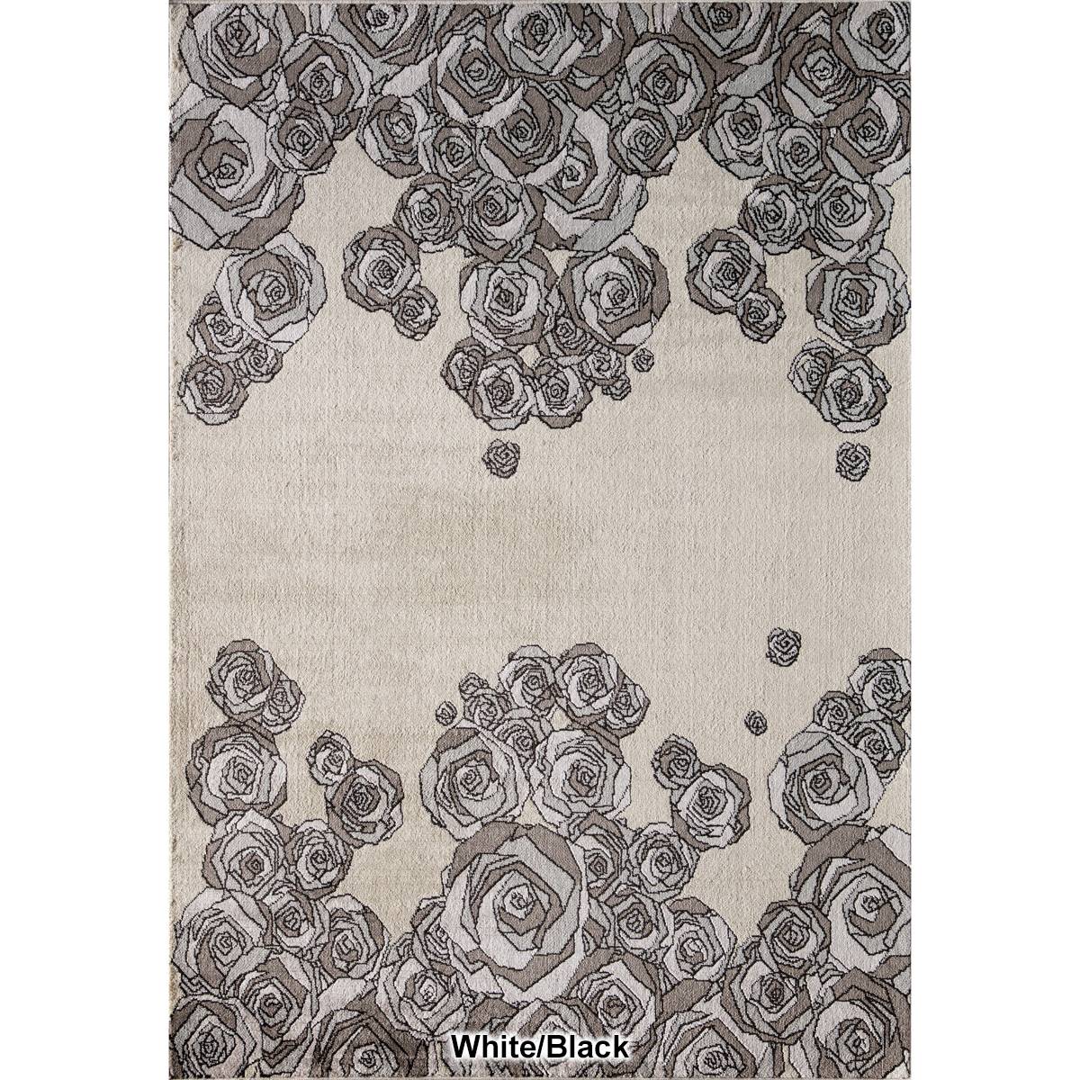 Elizabeth Sutton Outlined Roses Rectangular Area Rug