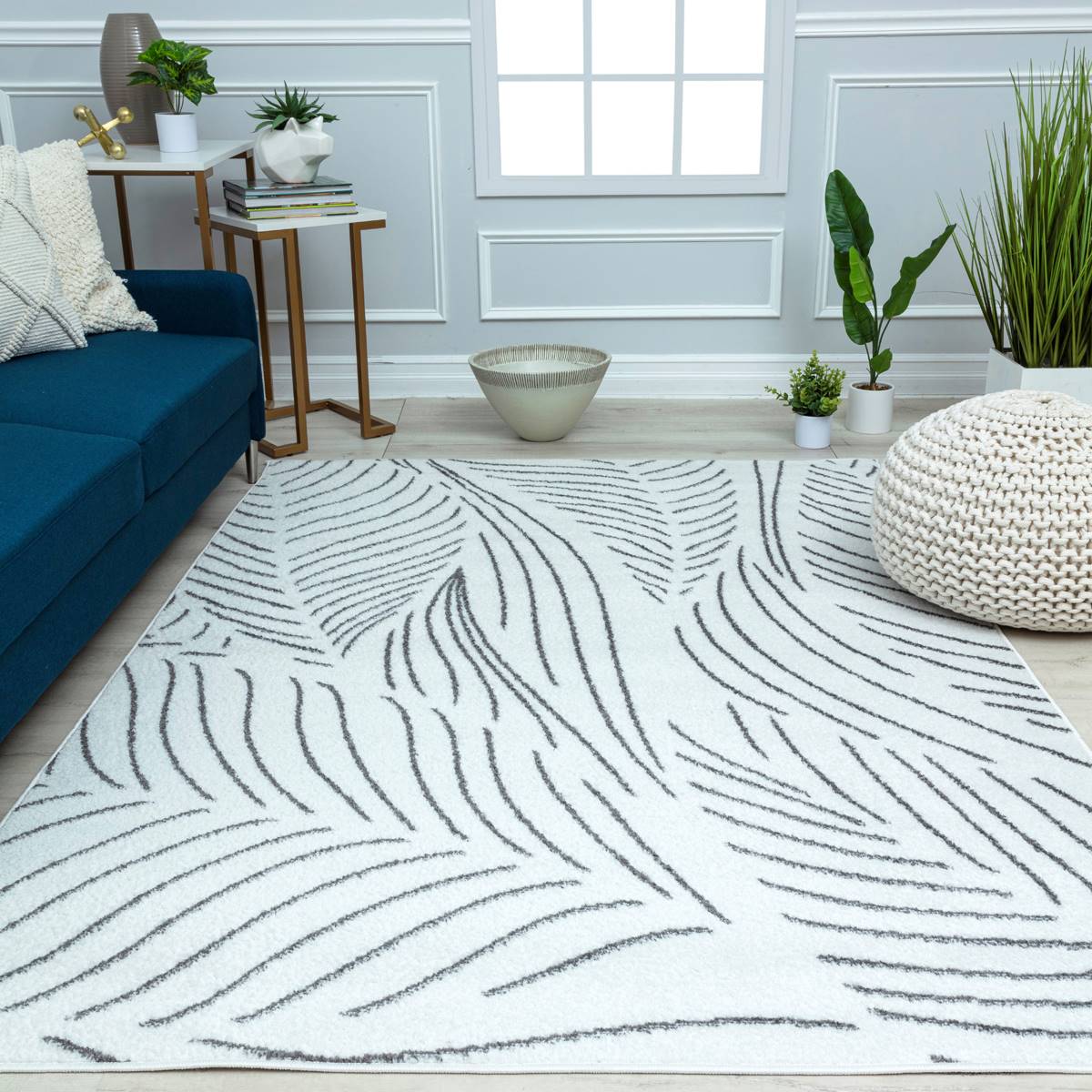 Mason Brooks Azalea Geometric Leaves Contemporary Area Rug