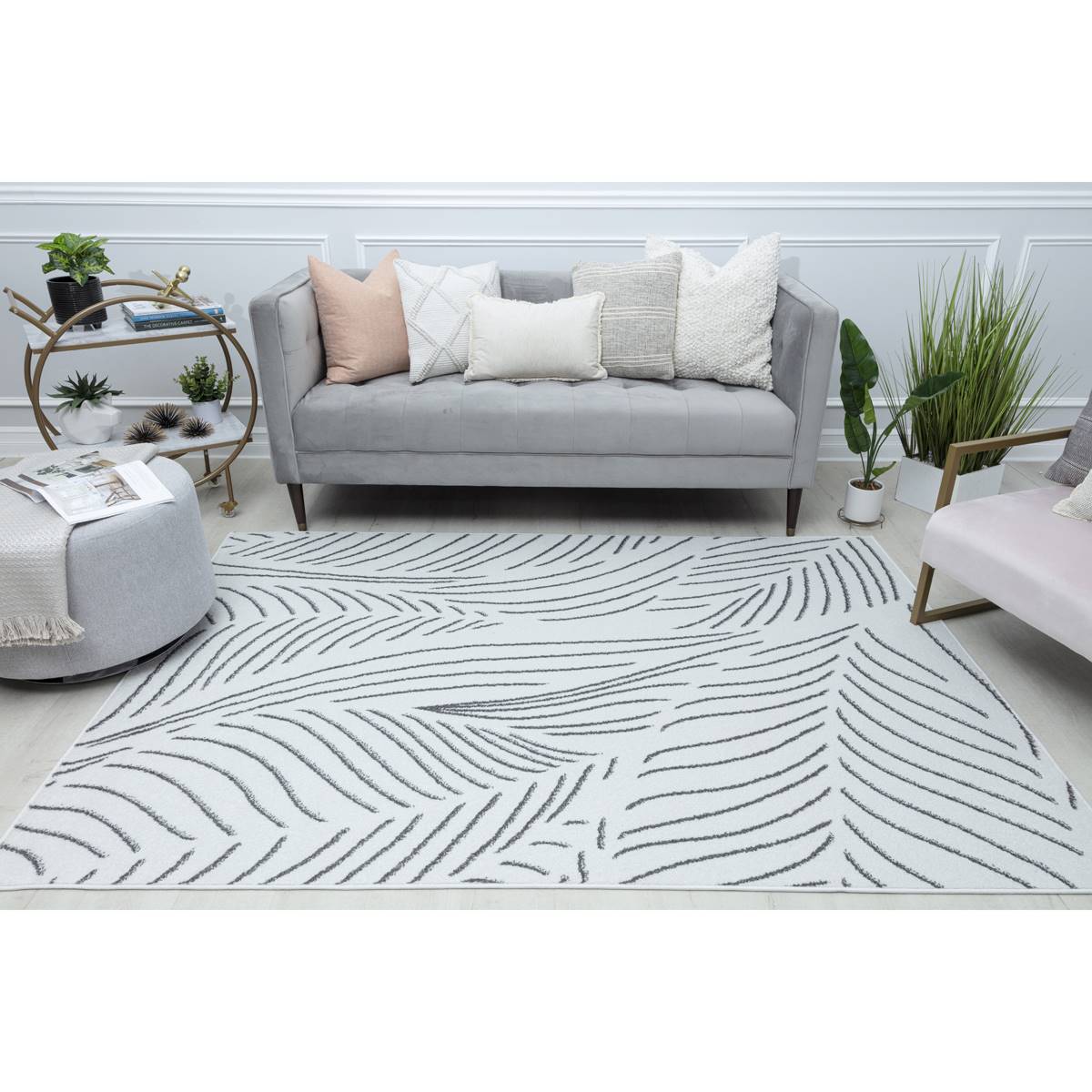 Mason Brooks Azalea Geometric Leaves Contemporary Area Rug