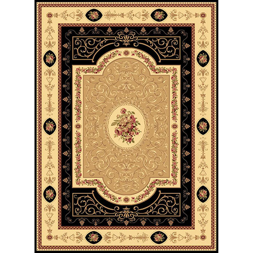 Rugs America(tm) New Vision F. Aubusson Rectangle Area Rug - Black