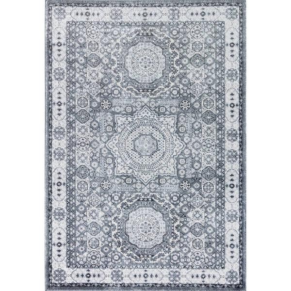 Rugs America(tm) Hailey Ice Cube Silver Abstract Vintage Area Rug