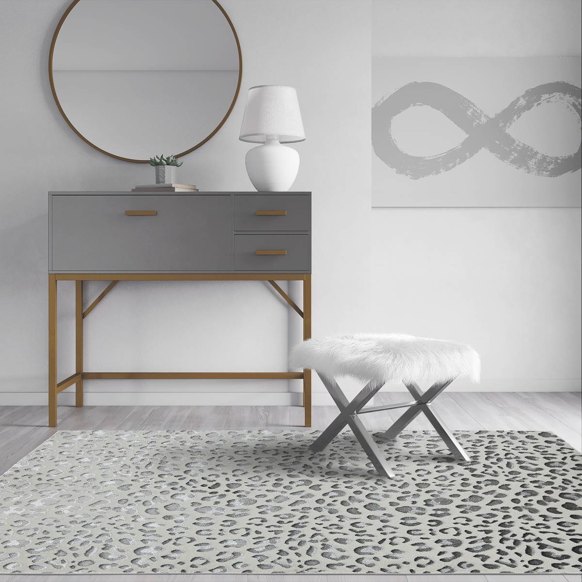 CosmoLiving By Cosmopolitan(tm) Hazel Snow Leopard Area Rug