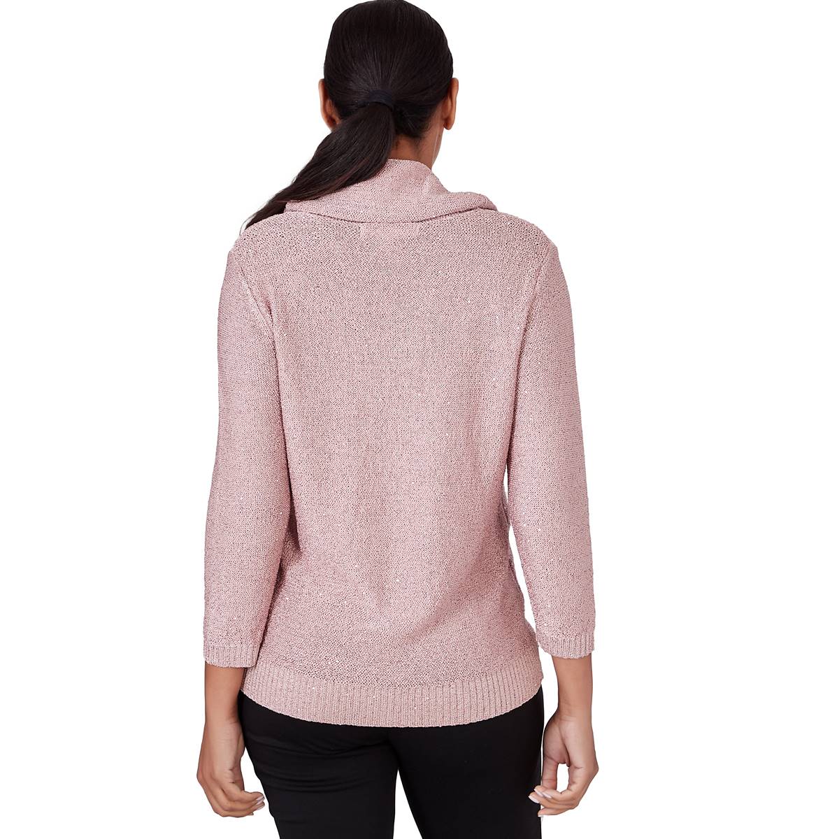 Petite Emaline Queenstown Solid Cowl Neck 3/4 Sleeve Sweater