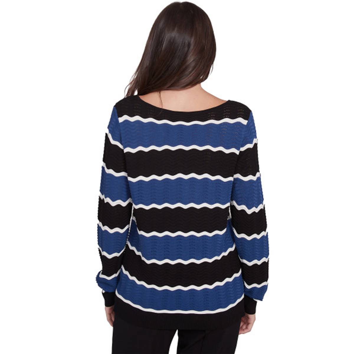 Plus Size Emaline Marathon Key Long Sleeve Stripes Sweater