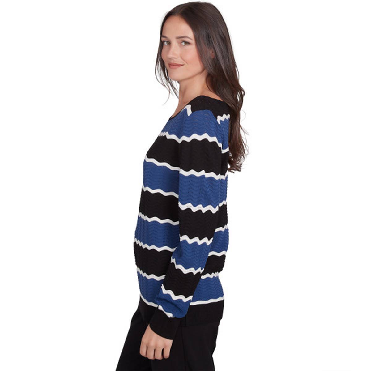 Womens Emaline Marathon Key Long Sleeve Stripes Sweater