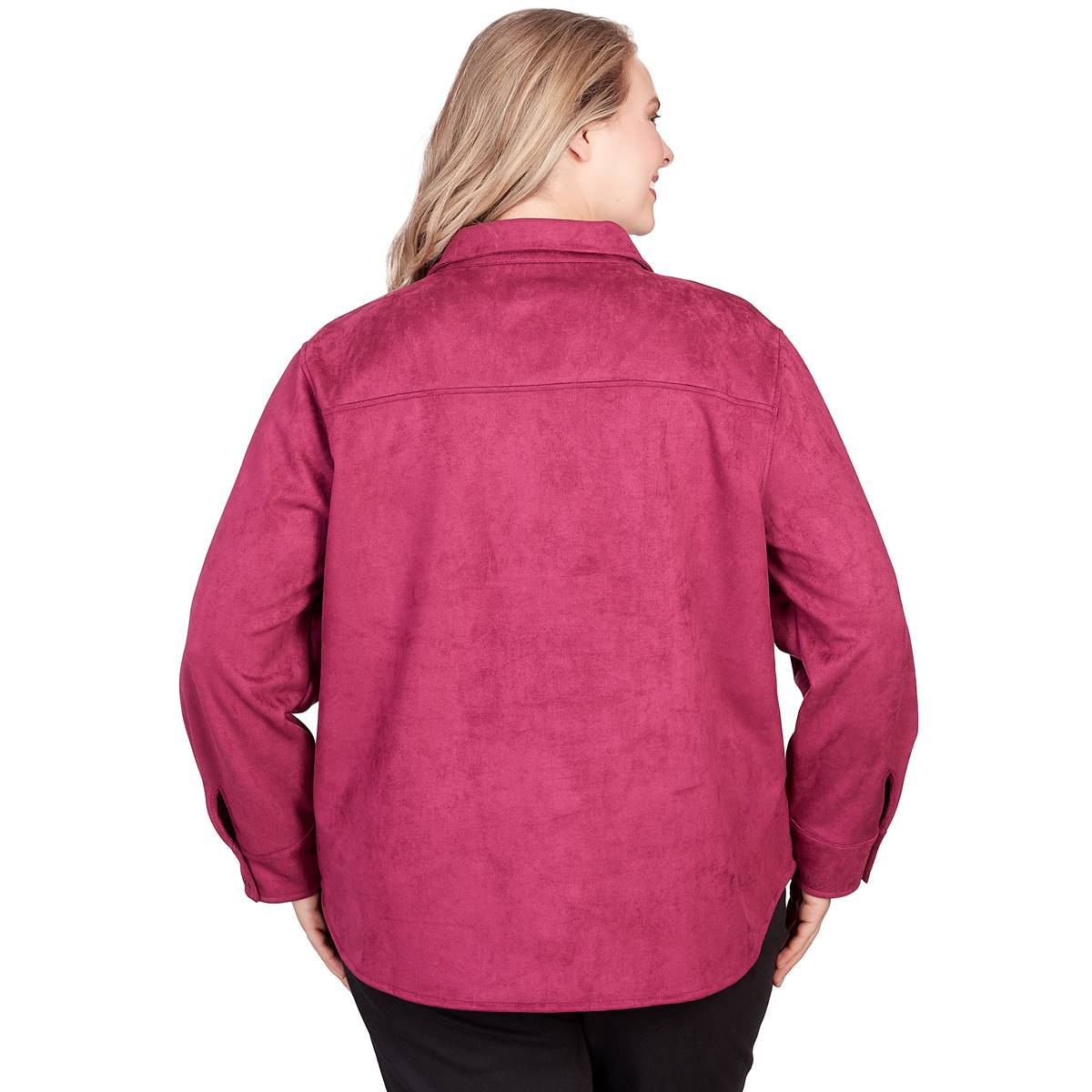 Plus Size Hearts Of Palm Berry In Love Faux Suede Shacket