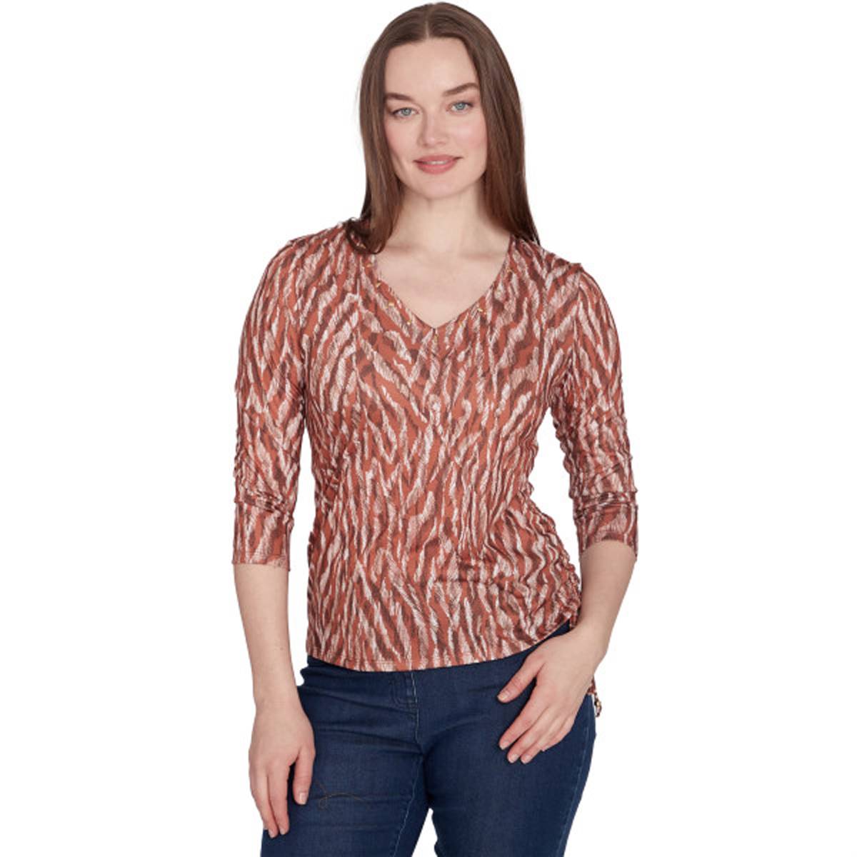 Plus Size Hearts Of Palm Spice It Up 3/4 Sleeve V-Neck Tee