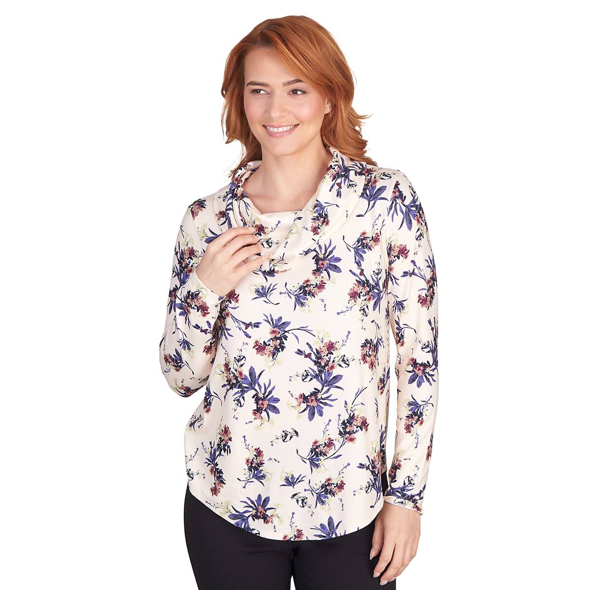Womens Emaline Wellington  Long Sleeve Floral Cowl Neck Sweater