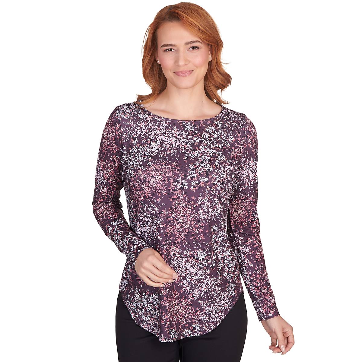 Womens Emaline Key Items Long Sleeve Speckled Tee